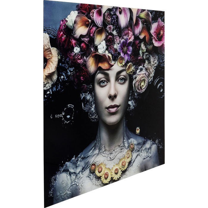 Kare Picture Glass Flower Art Lady 120X120c Wall Decor Home Decor The