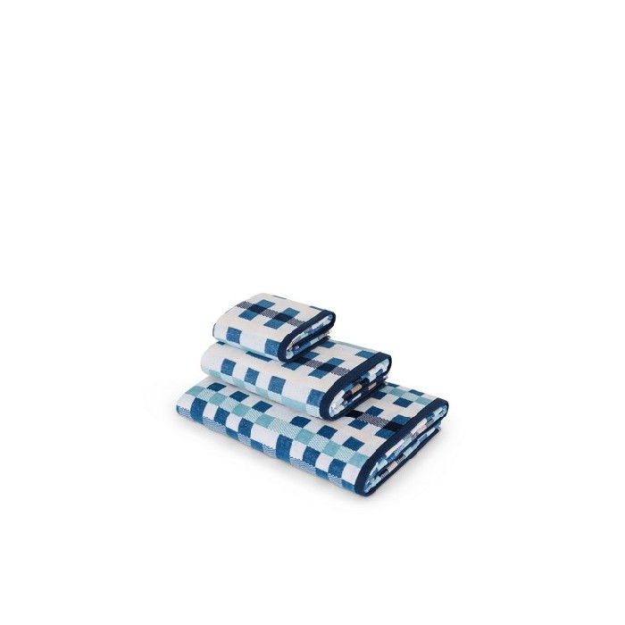 coincasayarndyedpurecottonvelourtowelwithmosaiceffectcheck