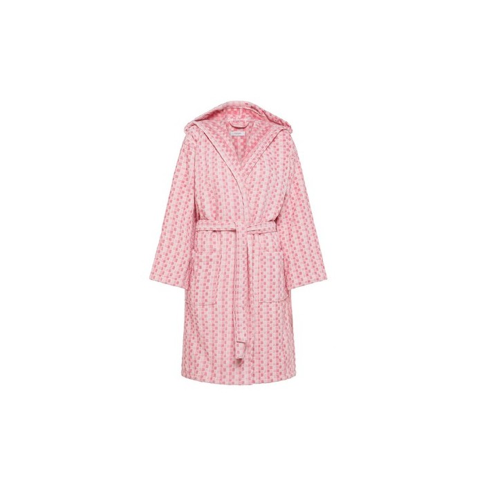 coincasayarndyedpurecottonvelourbathrobewithmosaiceffectcheck