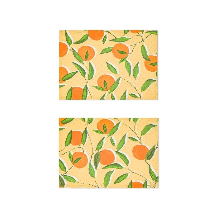 tableware/placemats-coasters-trivets/coincasa-set-of-2-panama-cotton-placemats-with-orange-print