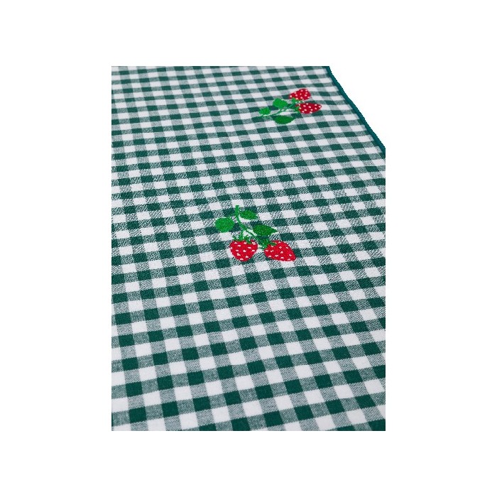 tableware/table-cloths-runners/coincasa-vichy-cotton-runner-with-strawberry-embroidery