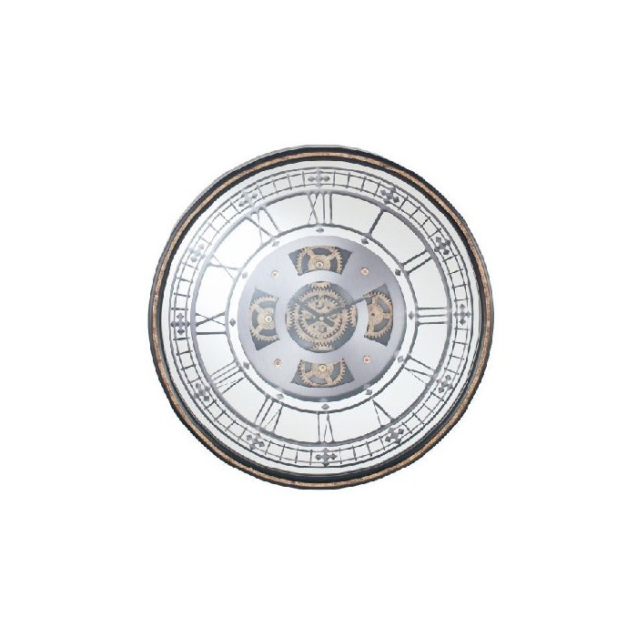 Antique Gold Wood And Mirror Round Working Cog Wall Clock Clocks Home