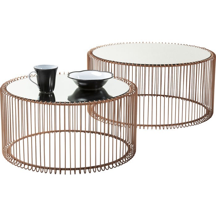 Kare Wire Copper Set Of 2 Coffee Tables Copper Coffee Tables Living