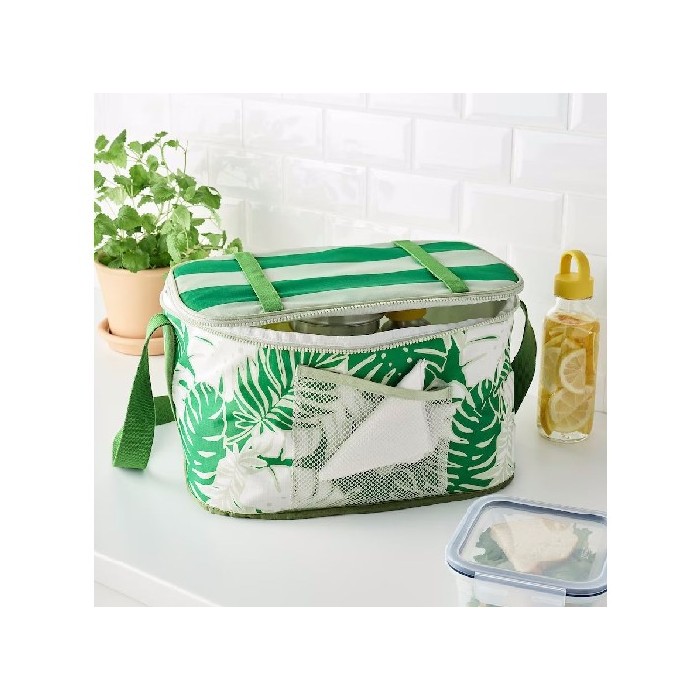 outdoor/beach-related/promo-ikea-sommarflox-cooler-bag-patternedbright-green-38x26x22cm