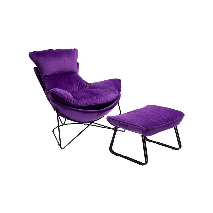 sofas/designer-armchairs/kare-armchair-with-stool-snuggle-purple-2part