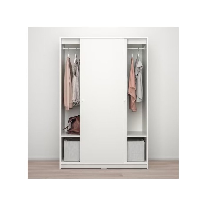 Ikea Kleppstad Wardrobe With Sliding Doors White 117X176 Cm Individual