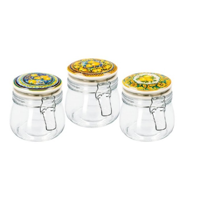 kitchenware/food-storage/glass-jar-with-majolica-lid-11cm-x-10cm-3-assorted-colours
