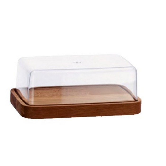 kitchenware/food-storage/cheese-holder-wood-base-plastic-cover-18x12