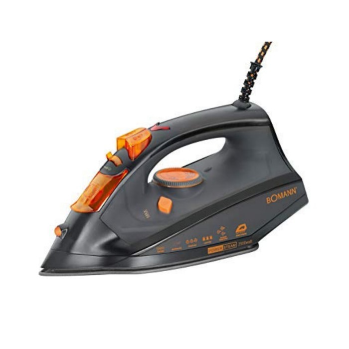 Offer Bomann Steam Iron Black Orange 2500W Irons Small Appliances The