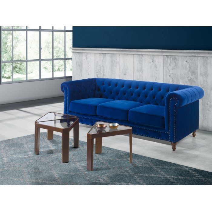 saledupenchesterfield3seatersofainavelvetnavyblueupholstery