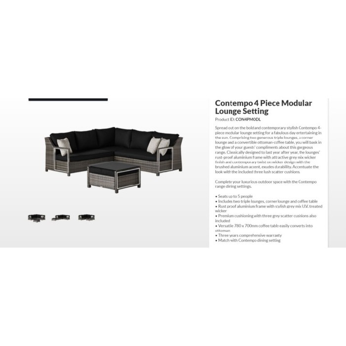 Contempo Lounge Set Bench With Corner Seat Coffee Table Outdoor Furniture Outdoor The Atrium