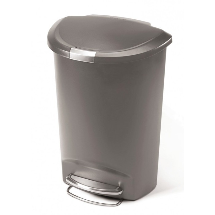 Semi Round Plastic Pedal Bin 50Ltr Grey Bins Liners Household Goods