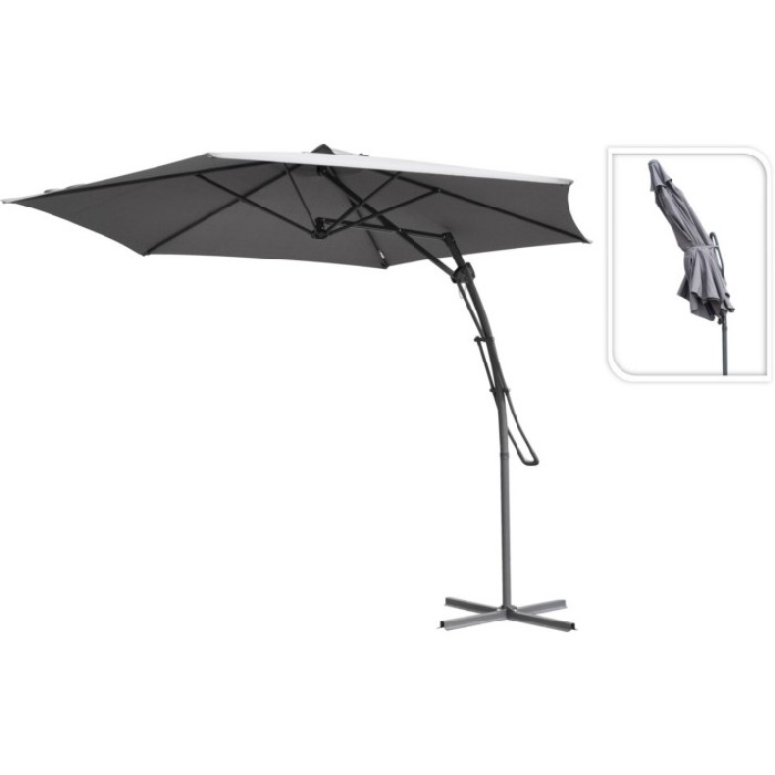 Hanging Umbrella Push Up Light Grey Umbrellas Bases Outdoor The Atrium