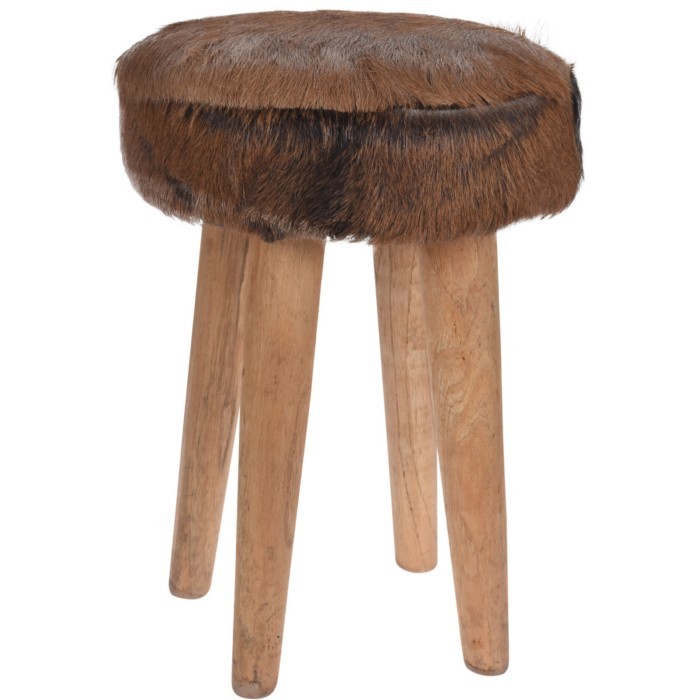 living/seating-accents/stool-with-goat-skin-teak-legs