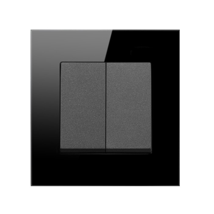 2 Gang Int Switch Black Glass Lighting Electrical Accessories Lighting