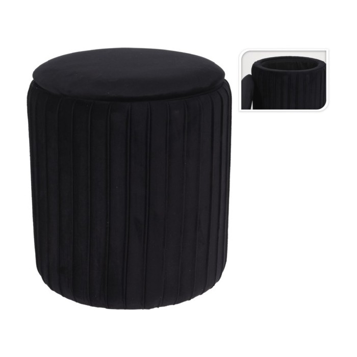 living/seating-accents/stool-velvet-39cm-black-pleats