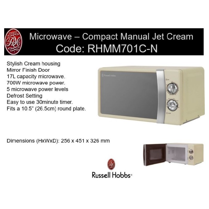 Russell Hobbs Cream Digital Microwave