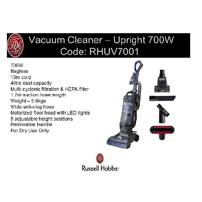 Russell Hobbs Vacuum Cleaner 700W Upright Hypermax Vacuums Steamers