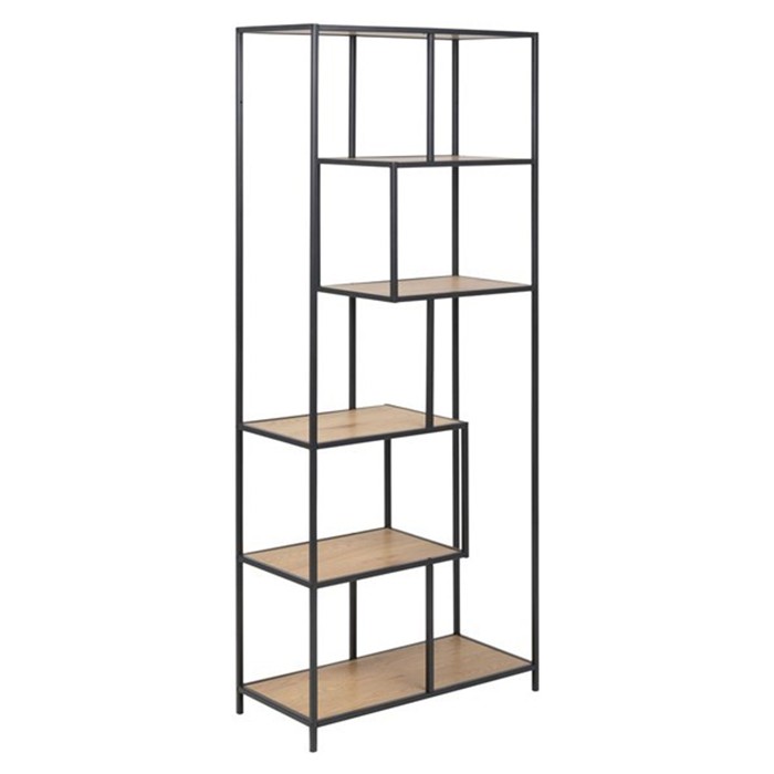 living/shelving-systems/seaford-bookcase-with-shelves-in-a-wild-oak-finish-and-black-frame