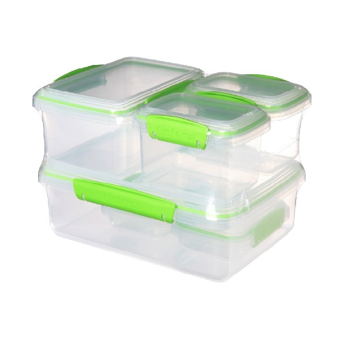 Promo Promo Sistema Fresh Set Of 6 Storage Boxes Green 2X200ml 2X400ml