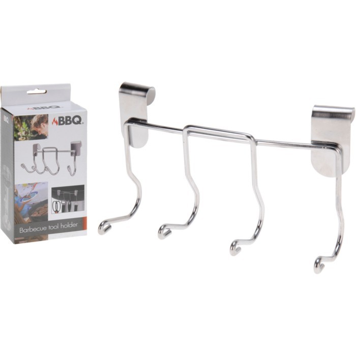 bbq tool holder with 4 hooks chrome bbq utensils outdoor The Atrium