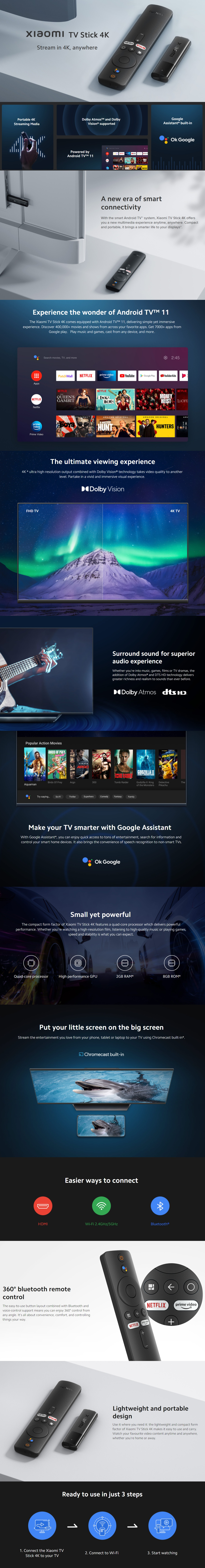 Xiaomi Android TV Stick 4K Smart TV Black