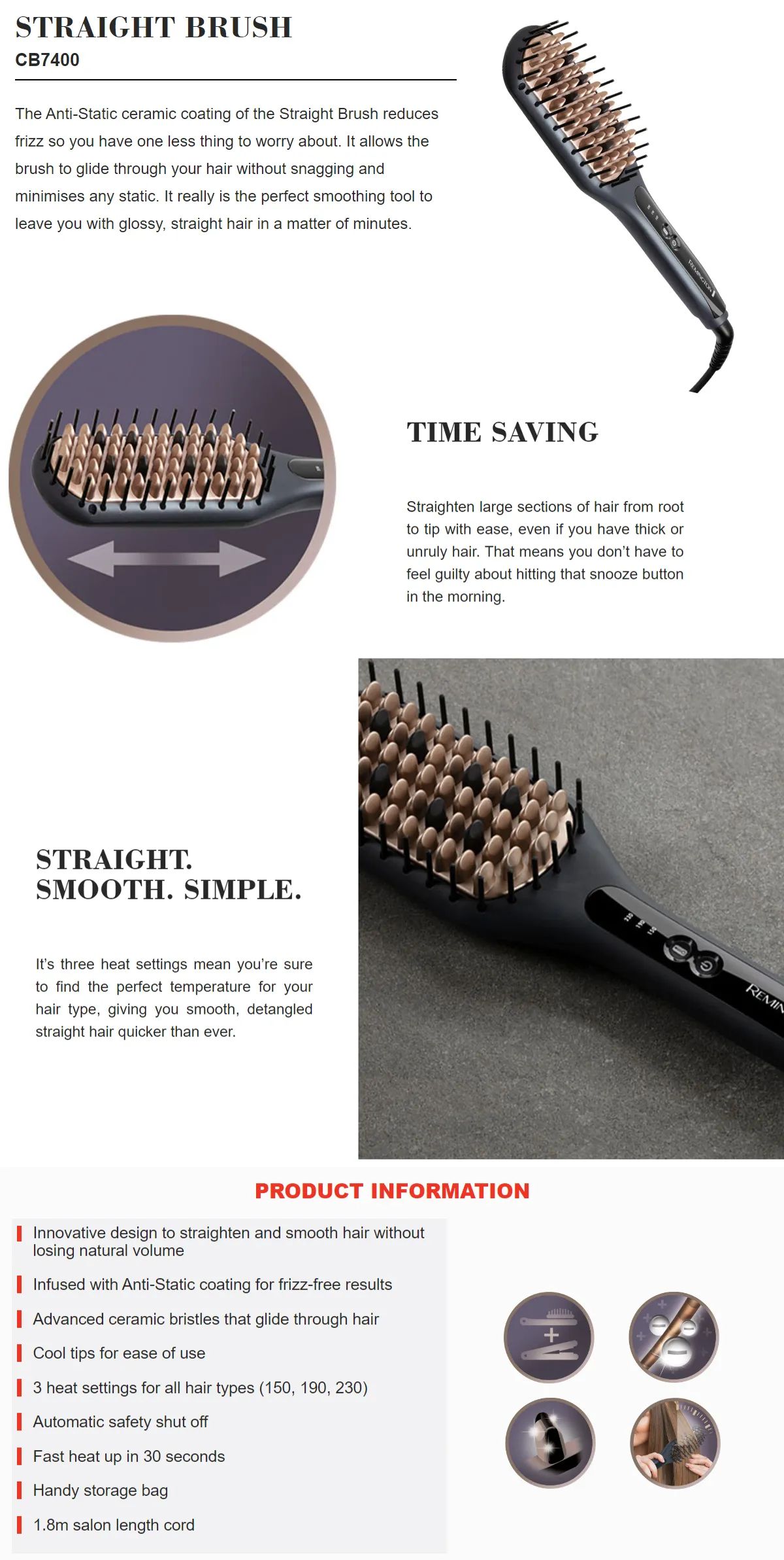Remington CB7400 Hair Straight Brush